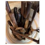 Bucket of Assorted Woodworking Hand Tools