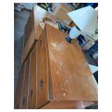 Wooden Dresser with Lamp and Basket