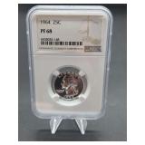 1964 25C Washington Quarter - NGC PF68