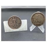 1941 and 1943 Walking Liberty Half Dollar Coins