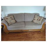 Upholstered Two-Cushion Sofa with Throw Pillows