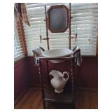 Washstand with Mirror and Pitcher