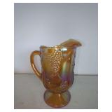 Iridescent Glass Pitcher with Grape Motif