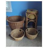 Woven Baskets and Stand