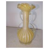 Murano Style Art Glass Vase with Applied Handles
