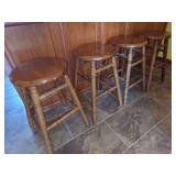 Set of Four Wooden Bar Stools
