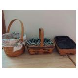 Three Longaberger Handwoven Baskets