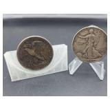 2 1943 Walking Liberty Half Dollar Coin