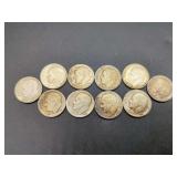 Ten United States Silver Dimes, 1946-1963