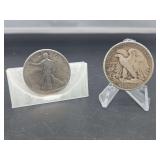 Two United States Walking Liberty Half Dollars