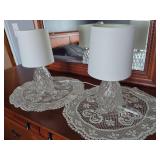 Pair of Textured Glass Table Lamps with Shades