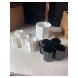 Octagonal Black and White Porcelain Dishware Set