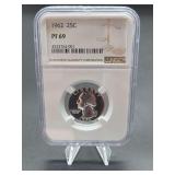 1962 25C Washington Quarter NGC PF69