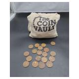 United States Wheat Cent Coin Collection with 'The Coin Vault' Bag