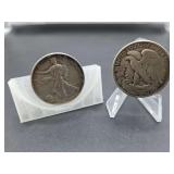 1941 and 1944 United States Walking Liberty Half Dollar Coins