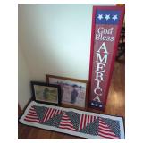 Framed Prints and Patriotic Decor Assortment