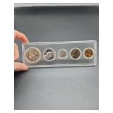 1960 Coin Set: Franklin Half Dollar, Washington Quarter, Roosevelt Dime, Jefferson Nickel, Lincoln Cent