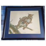 Framed Print of Kentucky Wildcat by Jim Oliver signed by Joe B Hall