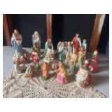 Figural Nativity Set with Santa Claus Figures