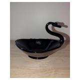 Viking Glass Swan Bowl in Black