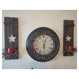 Wall Clock with Candle Sconces