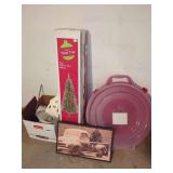 Christmas Decorations Including Pre-Lit Tree, Wreath Storage Container, Print, and More
