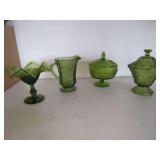 Four Piece Avocado Green Glassware Collection