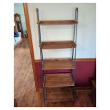 Wood and Metal Five-Tier Ladder Shelf Unit
