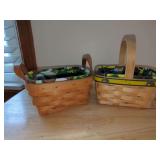 Two Longaberger Baskets with John Deere Fabric Liners