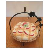 Oggi Apple Pie Ceramic Dish with Metal Stand