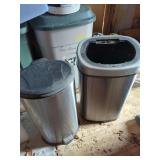 Two Stainless Steel Trash Cans