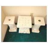 White Plaster Decorative Pedestals - Set of Three
