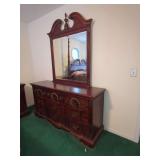 Ornate Mahogany Veneer Dresser with Mirror