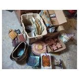 Household Goods Including Garden Gnomes, Calculator, Framed Art, and Puzzle Boxes