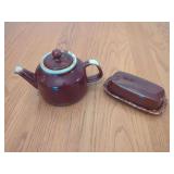 McCoy Pottery Teapot and Butter Dish Set