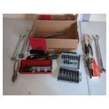Hand Tool Collection Including Wrenches, Impact Driver, and Utility Knives