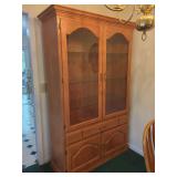 Oak Display Cabinet with Glass Shelves