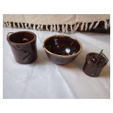 Three-Piece Ovenproof Brown Drip Glaze Stoneware Set
