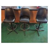 Three Black Vinyl Bar Stools