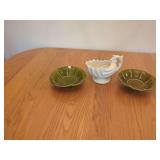 Ceramic Planter and Saucers, Three-Piece Set