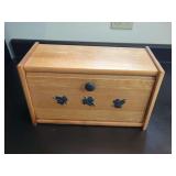 Wooden Bread Box with Leaf Accents
