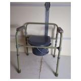 Gray Metal Commode Chair with Bucket