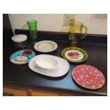Assorted Decorative Plates and Glassware