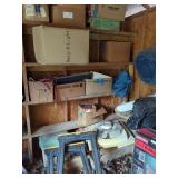 Craftsman Rolling Workshop, Fan, Boxes, Saw Horses, and Assorted Items - Buyer Responsible for Removal