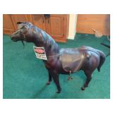 Leather Covered Decorative Horse Figure