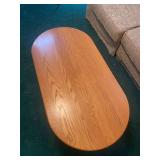 Oval Oak Coffee Table with Double Pedestal Base