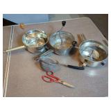 Three Food Mills with Strainer and Scissors