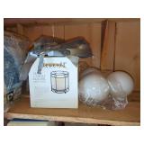 Elements Glass Candle Holder with Stand and White Globe Light Fixtures