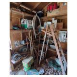 Shed Contents Including: Tools, Ladder, Household Items, and More
