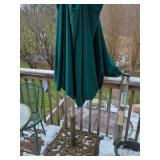 Outdoor Umbrella with Cast Iron Base and Green Canopy
